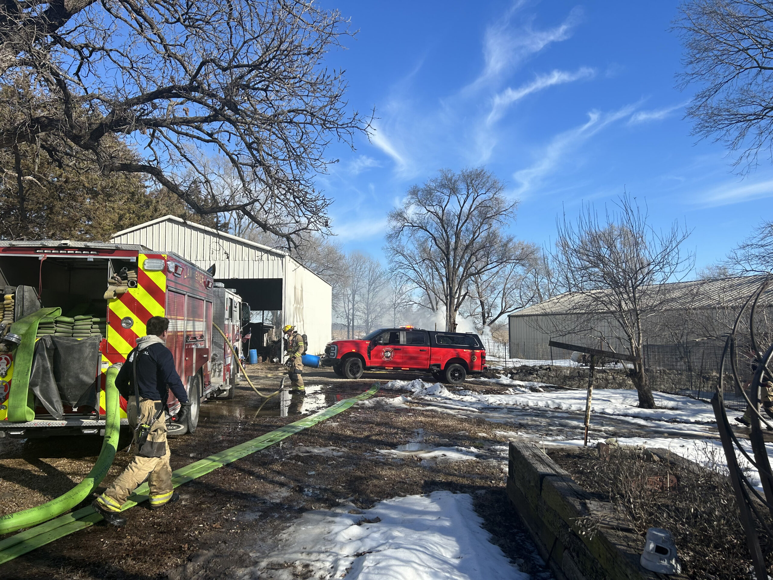 Emergency crews respond to fire north of Lawrence | News, Sports, Jobs ...